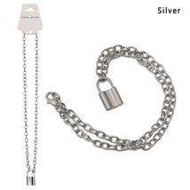 Friendship Gifts Women Silver Color Stainless Steel Chain PadLock Pendant Neckla - £7.13 GBP