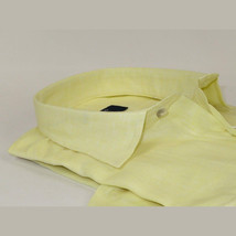 Men's Ciazzo Turkey 100% Linen Breathable Shirt Short Sleeves #Linen 22 Yellow image 3
