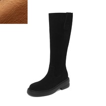 Cow Suede Leather Cowgirls Botas Cool Shoes Spring Autumn Mid Calf Boots Simple  - £113.83 GBP