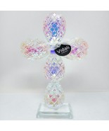 NWT Vidali Iridescent 8.75&quot; Tall Crystal Cross Paperweight Wedding Bapti... - $467.70 MXN