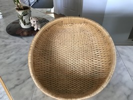 Vintage Straw Handmade Basket Woven Wicker Bowl - £23.56 GBP