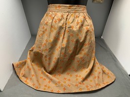 Vintage Handmade Floral Apron With Pocket Beige &amp; Orange - $262.16 MXN