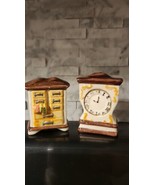 Vintage Ceramic Salt And Pepper Shakers Clock and Dresser About 3&quot; Tall - £7.70 GBP