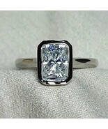 Lab Grown 5.00 Ct Emerald Cut E VVS2 Diamond Ring Bezel Set Solitaire 14... - $3,994.33 CAD