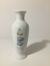 Precious Moments White Flower Vase &quot;The Earth is the Lord&#39;s&quot; 1985 Enesco Korea - £6.47 GBP