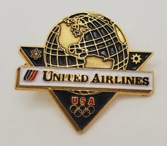 United Airlines 1984 Olympic Pin United States Globe Lapel Hat Collectib... - £15.66 GBP