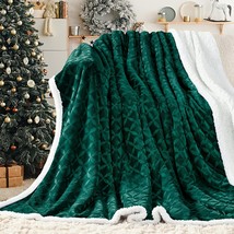 Warm Soft Large Forest Green Sherpa Fleece Blankets And Throws From Inhand - £26.33 GBP