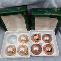 7 Vintage Christmas by Krebs Ornaments Boxed 4 Pink w Gold Glitter 3 Peach Rose - £14.11 GBP