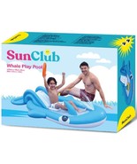 New SUN CLUB Whale PLAY POOL Inflatable w/ Slide + Water Sprayer + Ring ... - £31.61 GBP