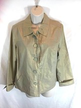 Koret Womens M P Jacket Blazer Tan With Gold Sheen 100 Cotton Shiny - $17.82