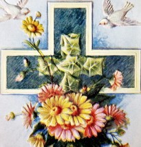 Best Easter Wishes 1900-10s Greeting Postcard Embossed Doves Cross PCBG6D - £15.71 GBP