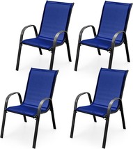 Tangkula 4 Pieces Patio Dining Chairs, Outdoor Stackable All Weather Hea... - $153.96