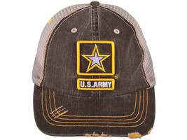 ARMY LOGO DISTRESSED MESH MILITARY TRUCKER  HAT CAP - £26.42 GBP