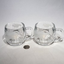 Set of 2 Nestle Nescafe Crystal VTG World Map Globe Mug Cup Frosted Glas... - £10.17 GBP