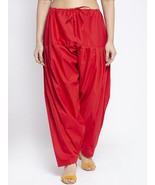 Women Red Cotton Patiala Salwar Solid Loose Fit Free Size Casual Wear - £9.29 GBP