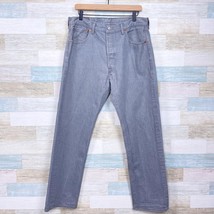 Levis 501 XX Straight Jeans Gray Button Fly Rigid Denim Original Fit Mens 34x32 - $39.59