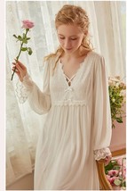 Victorian Edwardian White Cotton Nightgown| Renaissance Vintage Nightgown For wo - £118.92 GBP