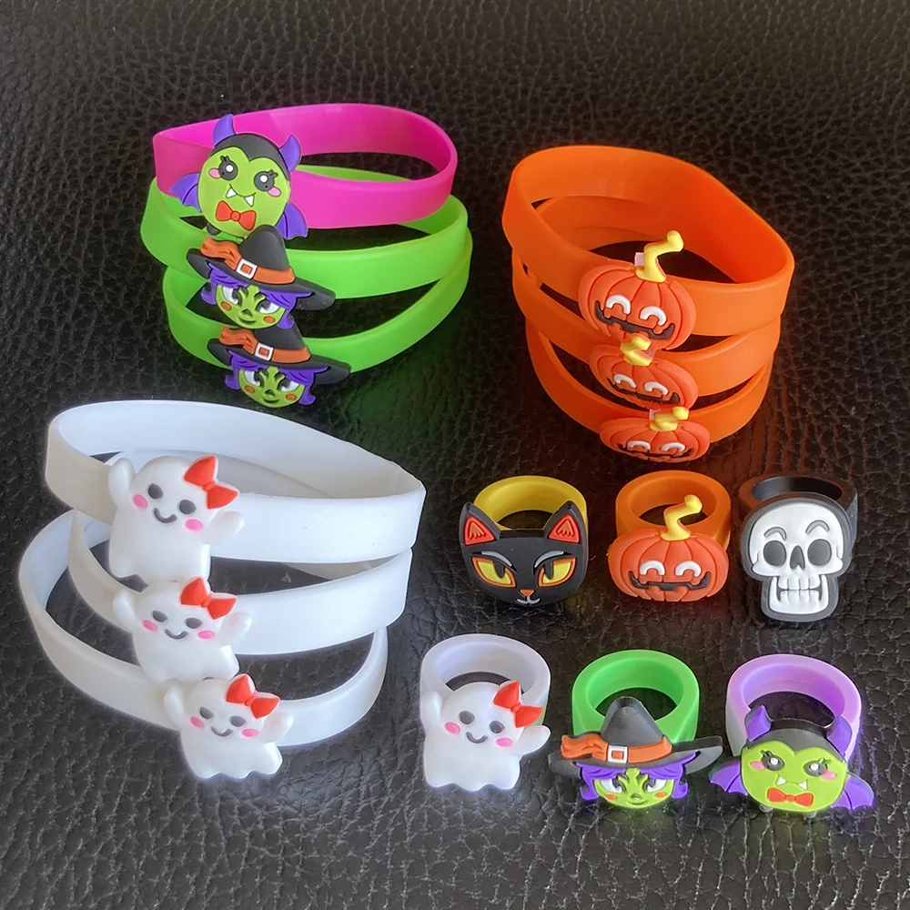R kids ring bracelet wristband decoration animal silicone candy color pumpkin cat skull thumb200