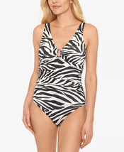 RALPH LAUREN One Piece Swimsuit Zebra Print Brown Size 14 $155 - NWT - $44.10