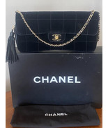Gorgeous...Auth CHANEL Black Velvet Quilt Classic Single Flap Handbag GH... - £1,992.49 GBP