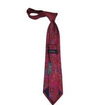 Men's 100% Silk Necktie By Bruno Piattelli Paisley Floral Fancy BP17 Fuchsia Red image 3