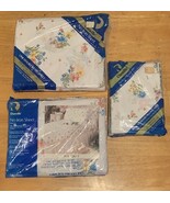 Vintage Danville Sheet Double Flat Fitted Pillow Cases Floral Bed NOS Se... - $918.61 MXN