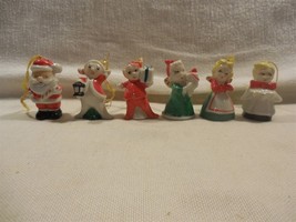 Vintage Japan Ceramic Christmas Snowman Elf Santa Angel Choir Boy Ornaments (6) - £19.23 GBP