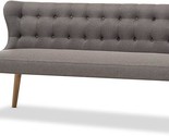 Baxton Studio Parisa Grey Fabric &amp; Natural Wood Finishing 3 Seater Sette... - $889.99