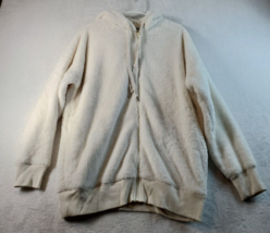 Aerie Hooded Jacket Women Medium White Fuzzy 100% Polyester Long Sleeve ... - £13.13 GBP