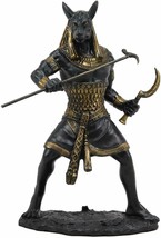 Egyptian Deity Seth Holding Khopesh Sickle Blade And Was Scepter Statue Decor - £36.13 GBP