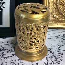 Antique Asian Brass Immortals Incense Burner Candle Holder Lantern Regen... - £33.64 GBP