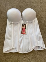 White Satin Bustier Top Bridal Wedding Formal Dancer Lingerie Coquette Large - £22.24 GBP