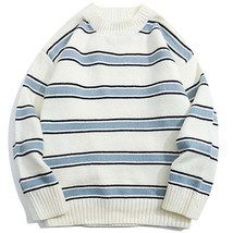 Striped Style Round Neck Sweater - £29.71 GBP