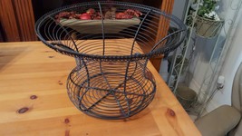 Unique iron and metal black wire basket. Centerpiece or table decor - £18.78 GBP