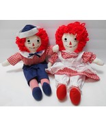RAGGEDY ANN &amp; ANDY Cloth Doll lot Embroidered Face Very Sweet 14&quot; - £54.89 GBP