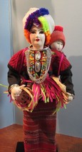 Amazing 12&quot;  Handcrafted Hilltribe Doll With basket/baby third w/certifi... - $21.60