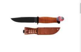 Kabar Mark I USN Knife Fixed Blade 5in Long With Sheath Brown Leather Handle - £90.20 GBP