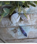 Blue Swarovski Crystal Pendulum with Hand Painted Blue/Pink Pendulum End... - $28.95