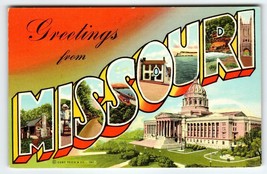Greetings From Missouri Large Big Letter State Postcard Curt Teich Unposted - $9.49