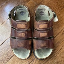 Timberland Sandals Mens 10 Brown Leather Adjustable Buckle Heel Strap 4826 - £19.68 GBP