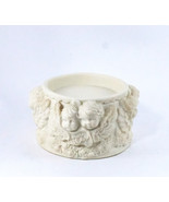 Christmas Candle Holder Bisque Porcelain Matt White Floral 6&quot; x 3.5&quot; no ... - £15.72 GBP