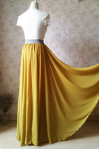 Yellow Rust Maxi Chiffon Skirt Women Summer Custom Plus Size Chiffon Skirt image 4