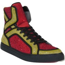Mens High Top Shoes By FIESSO AURELIO GARCIA ,Fancy Rhine stones 2402 Red Gold image 5