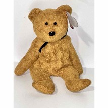 1998 ”Fuzz” Limited Edition TY Bear Brown with Navy Blue Ribbon with Tag... - £104.79 GBP