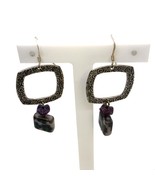 Vtg Signed Sterling JBB Joshua Benbassat Art Deco Square Beaded Dangle E... - $74.62 CAD