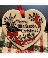 Kathryn Designs Porcelain Heart Artisan Ornament Merry Minnesota Christm... - $23.81 CAD