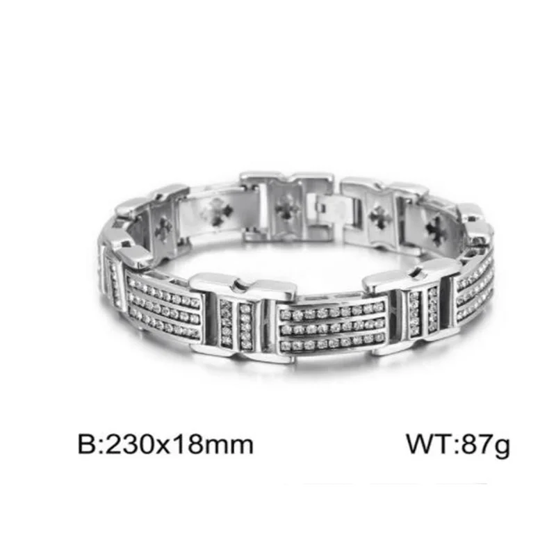 Hip Hop Gold High Quality Stainless Steel Zircon Bracelet Star Cross Bangles Tre - £43.55 GBP