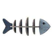 Mediterranean Fish Bone Wall Shelf  Coastal Blue Wooden Display Rack, N... - $100.00