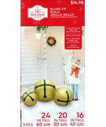 HOLIDAY TIME 03318 BLOW-UP GOLD JINGLE BELLS SET OF 3 (24,20,16&quot;) - NEW! - €14,21 EUR