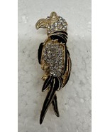 Vintage Parrot Black Enamel Rhinestone Brooch 2.5” - €13,64 EUR